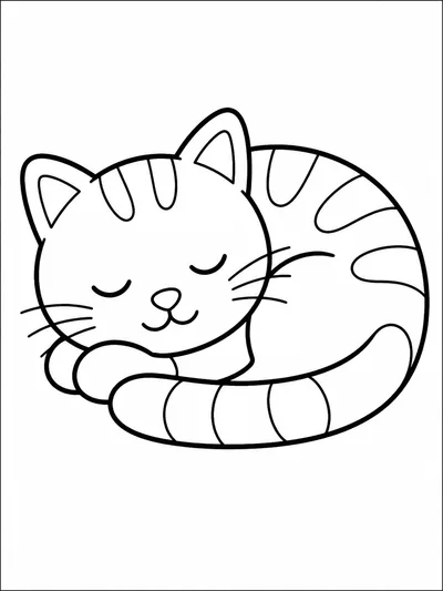 Кошка спит клубком