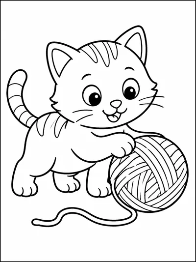 Котёнок с клубком ниток